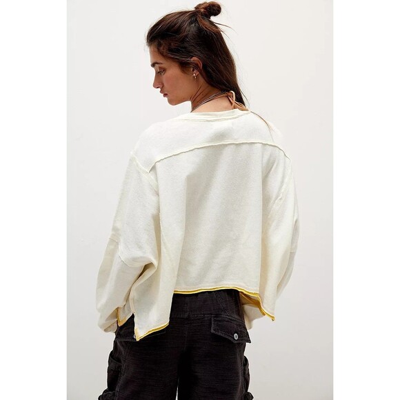 Free People We The Free Allie Blouse Tee Top Floral Number Graphic M NWT 283680 - Picture 3 of 9